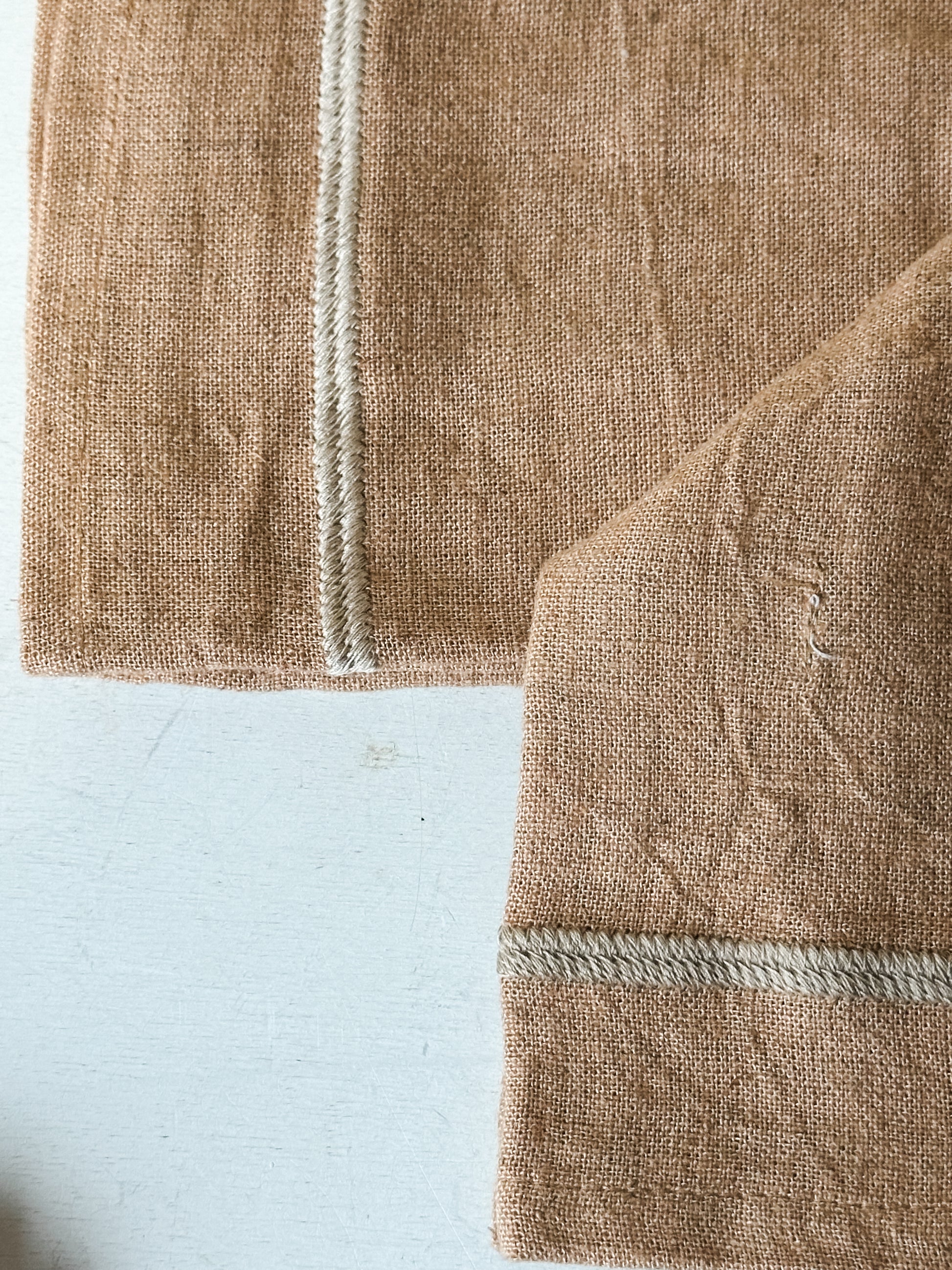 Set of 4 Apricot Embroidered Linen Blend Square Napkins at the Rustic Barn in Killingworth, CT