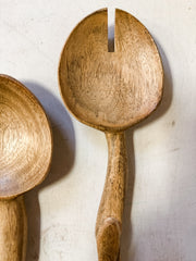 carved mango wood salad servers at The Rustic Barn in Killignworth CT