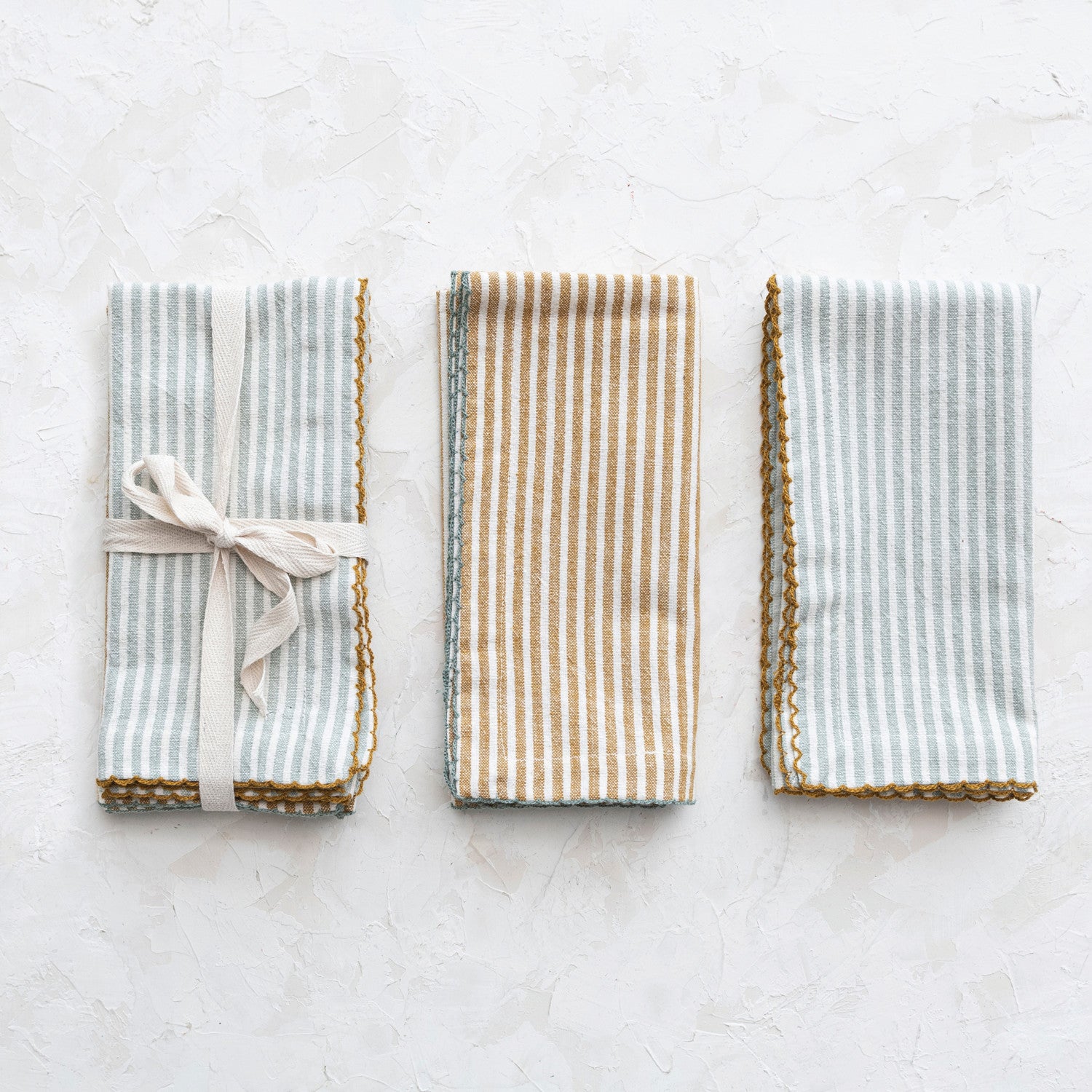 Square Cotton Striped Napkins Set of 4