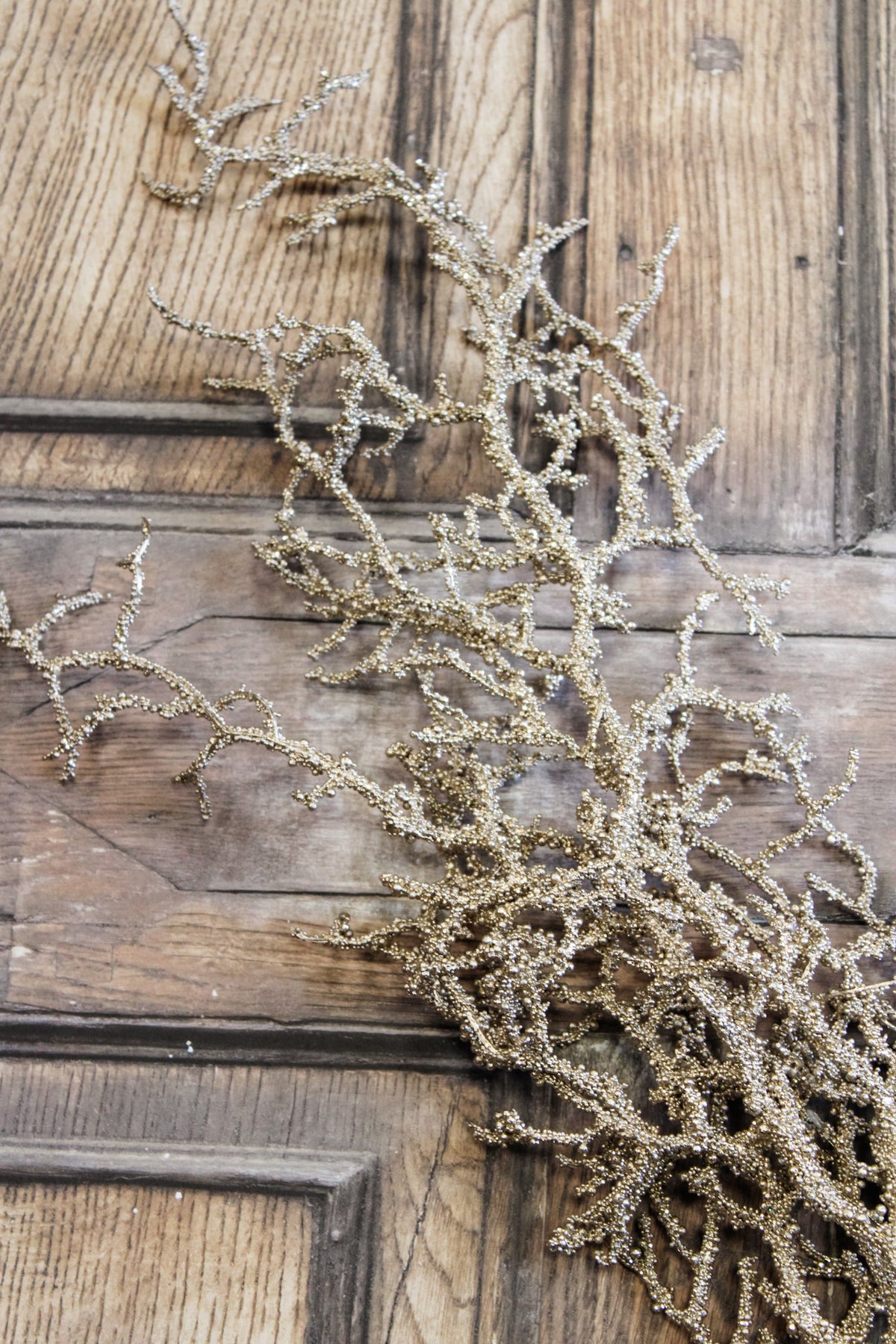 shimmering metallic gold twig bush for the holidays and christmas for sale at the rustic barn in killingworth, CT