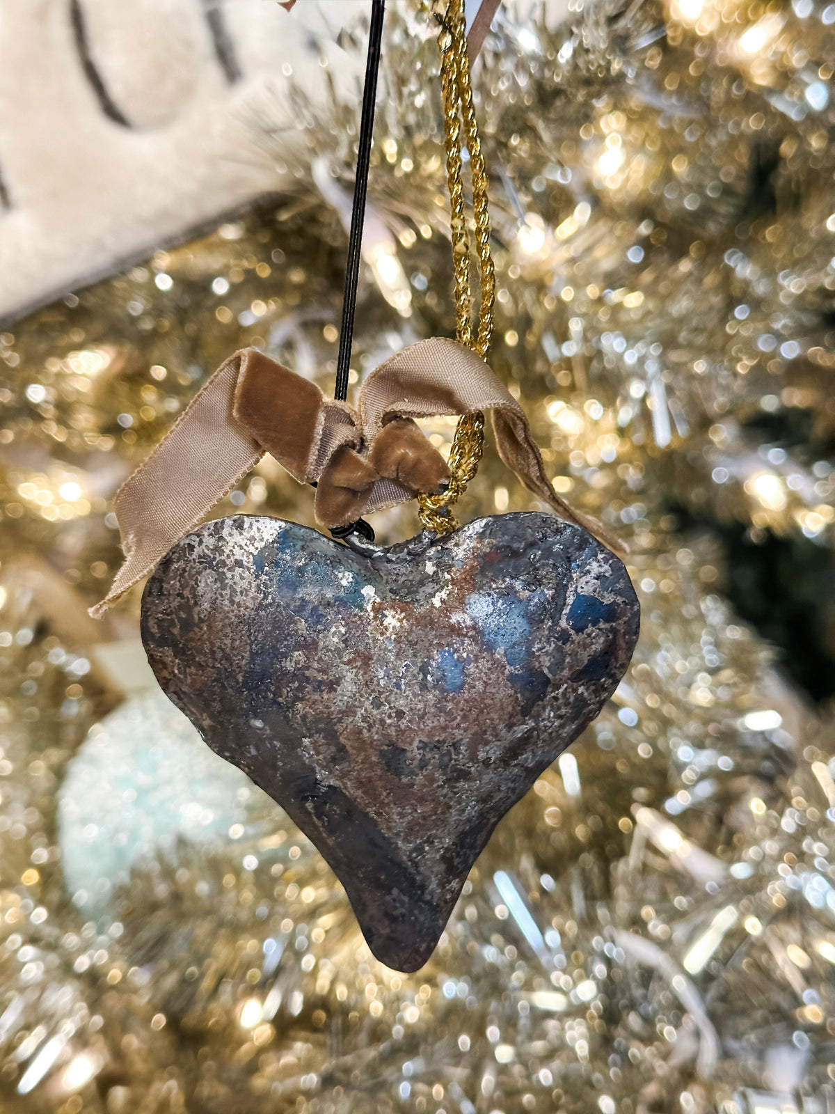silver metal heart shaped ornament at The Rustic Barn in Killingworth CT