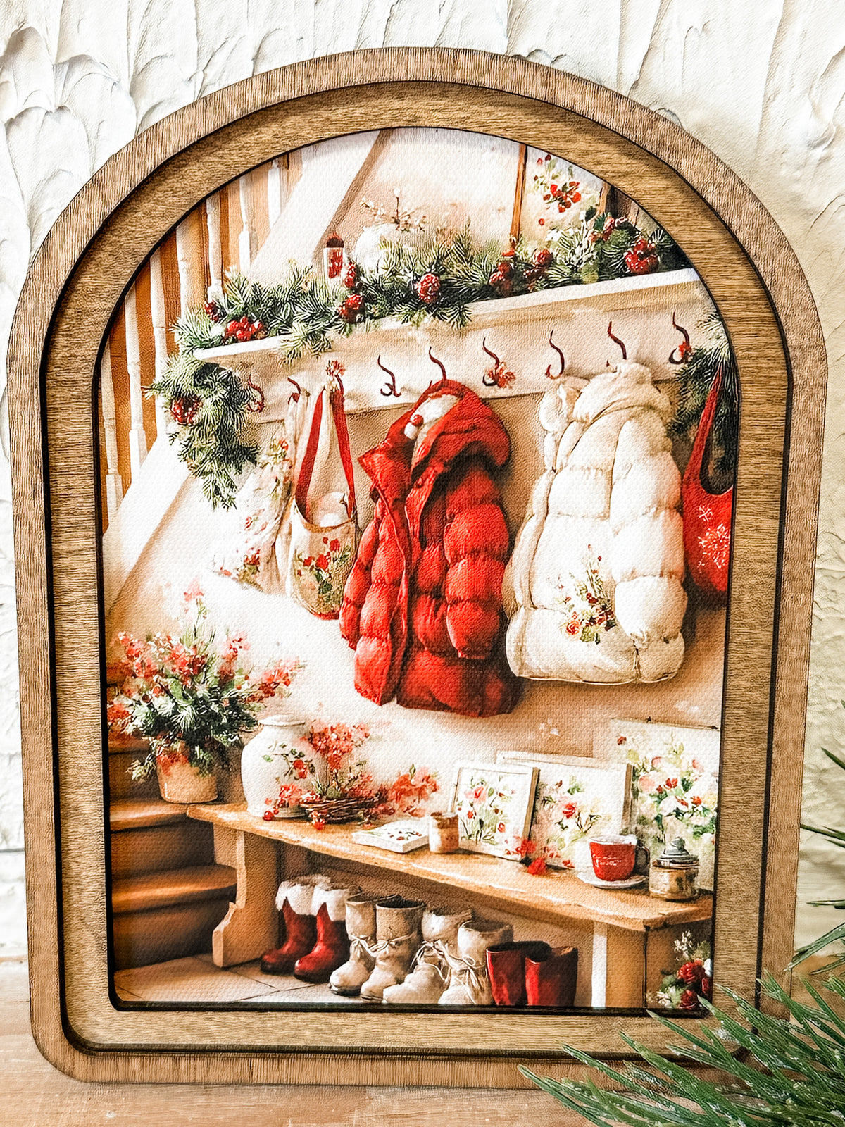 winter coat scene framed wall print at the rustic barn in killingworth ct
