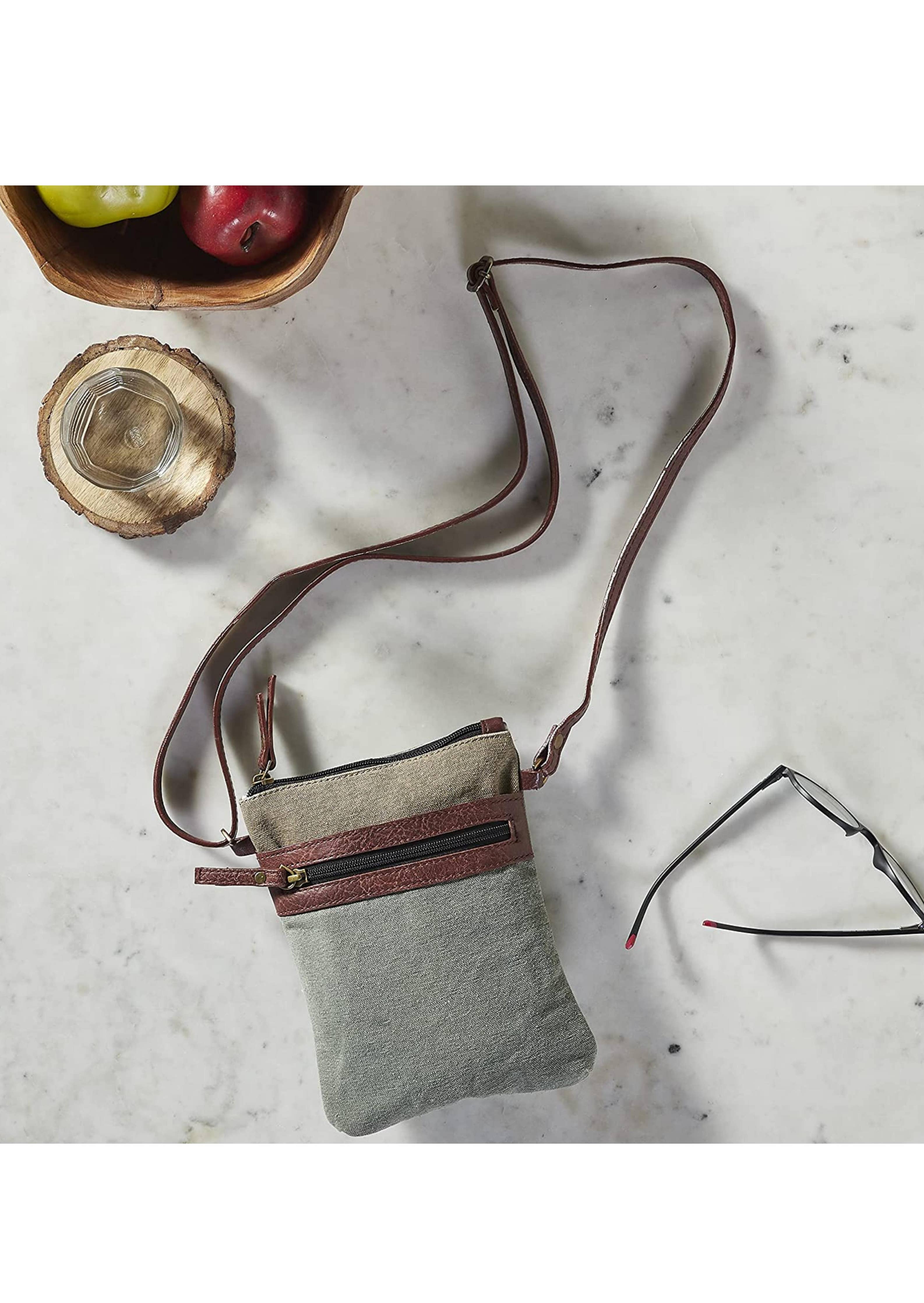 Ava Sustainable Upcycled Canvas & Leather RFID Crossbody Bag