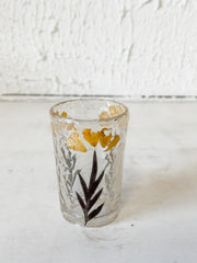 handmade glass votive holder with embedded oak leaves at the Rustic Barn in Killingworth, CT