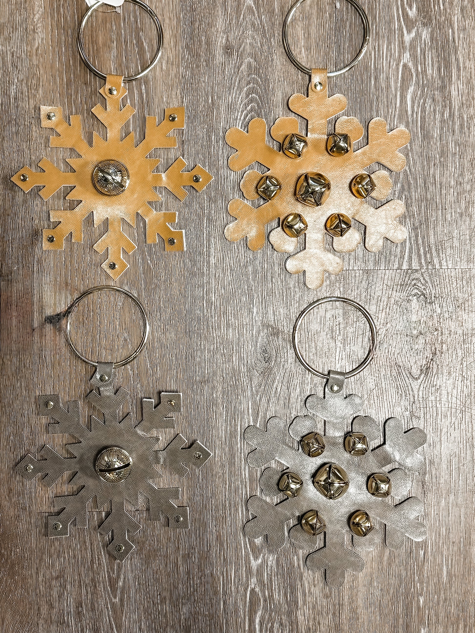 leather snowflake door hanging bells at The Rustic Barn in Killingworth CT