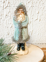 soft blue velvet santa figurine at the rustic barn in killingworth ct
