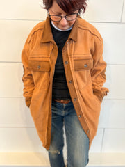 soft brushed button down long sleeve fleece shacket at The Rustic Barn in Killingworth, CT