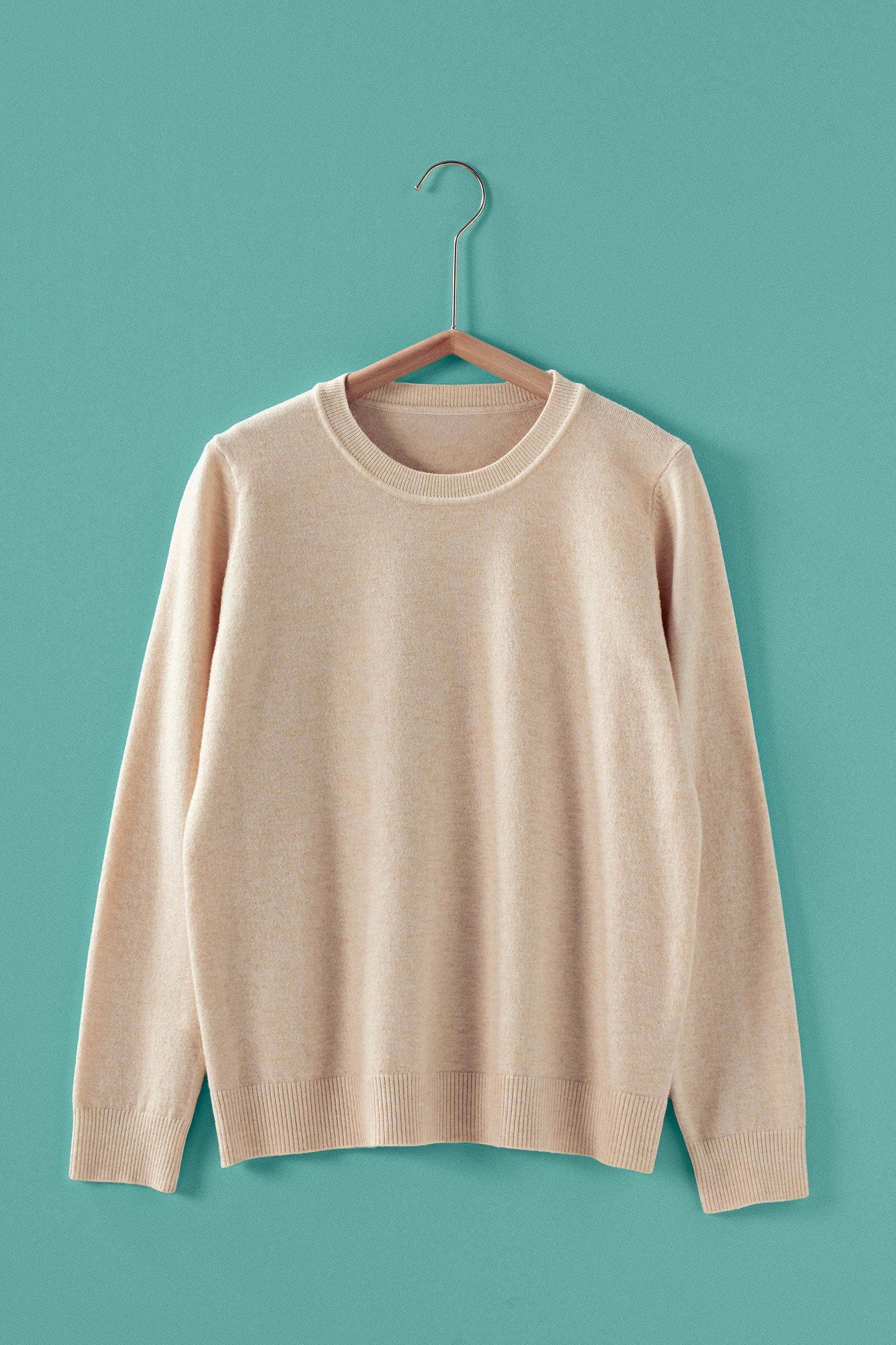 soft viscose blend crewneck sweater oatmeal color at the rustic barn in Killingworth ct