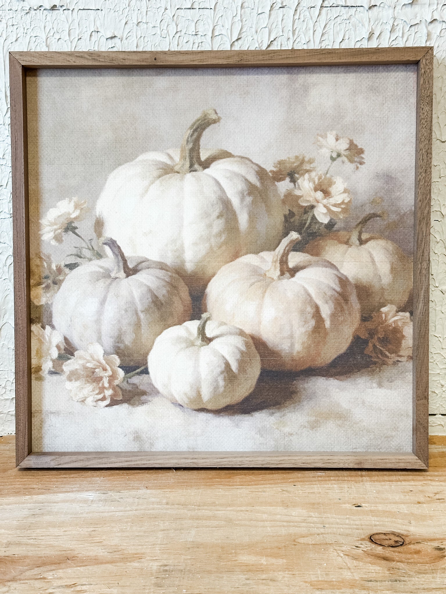 soft white pumpkin farmhouse wall art at the rustic barn in killingworth ct