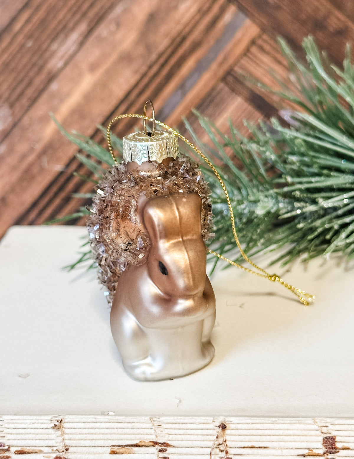 squirrel sparkly glass christmas ornament at the rustic barn in killingworth ct