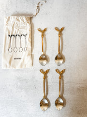stainless steel and brass coffe spoons with deer head set of 4 at the rustic barn in killingowrth ct