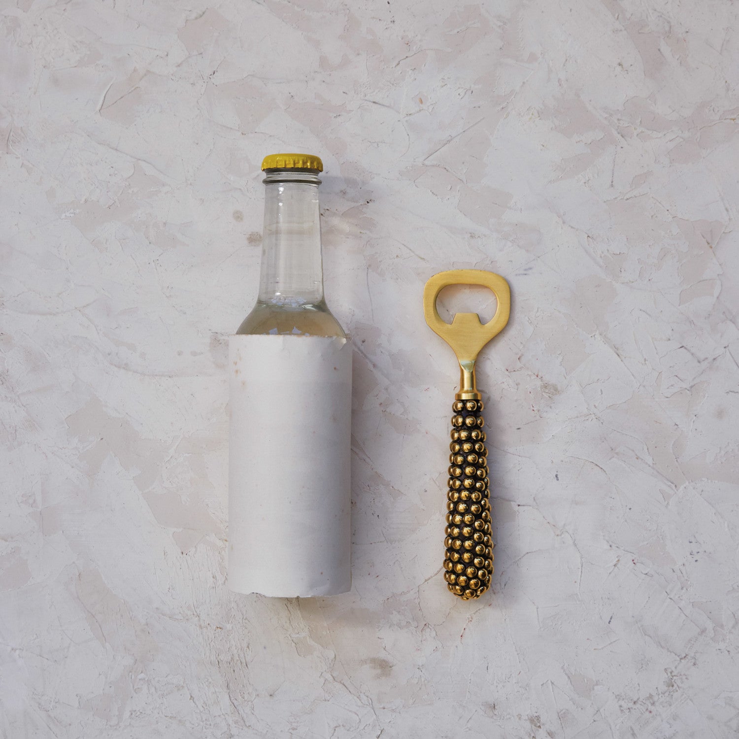 Stainless Steel Bottle Opener With Brass Handle