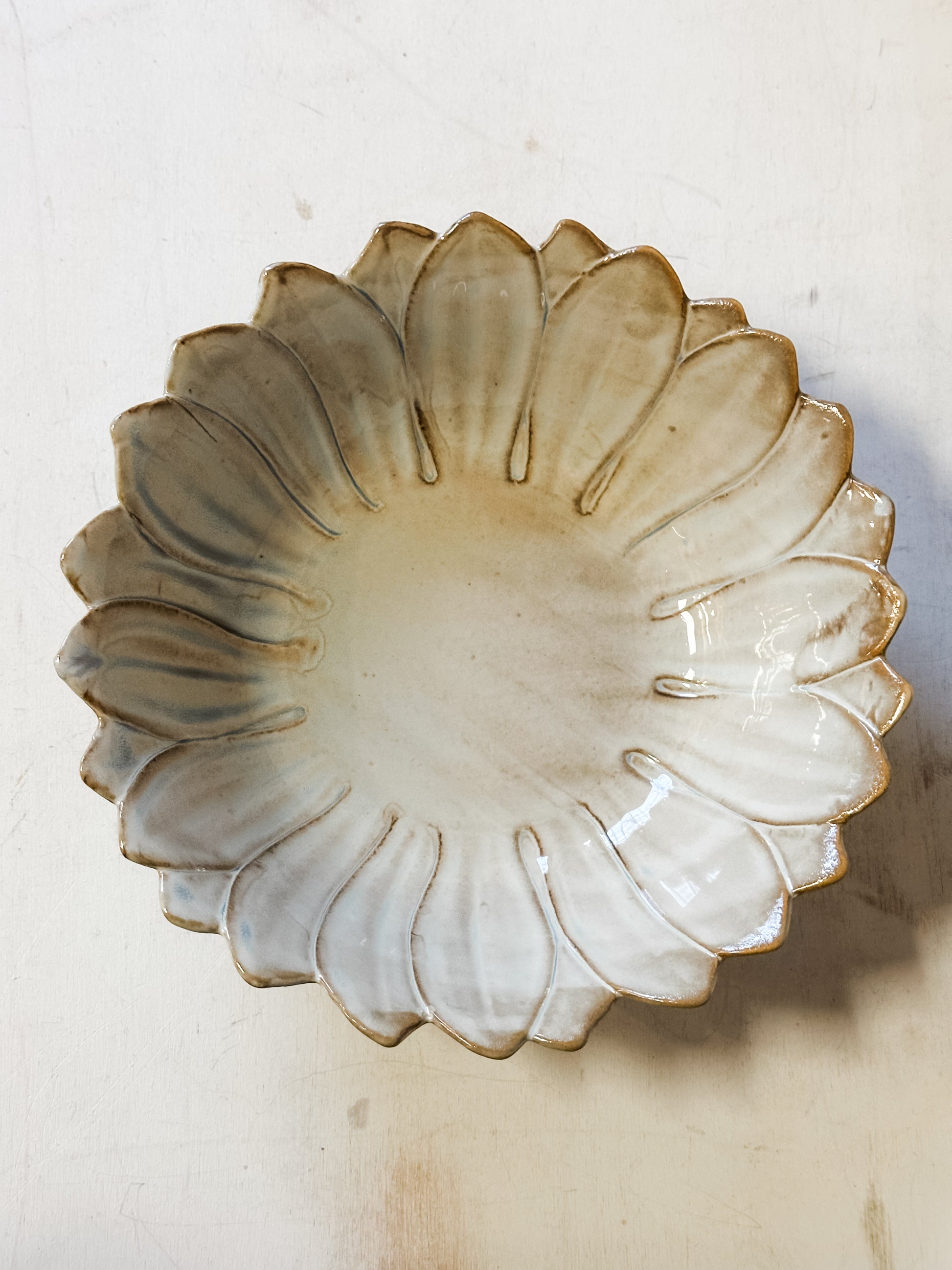 stoneware flower bowl at The Rustic Barn in Killingworth CT