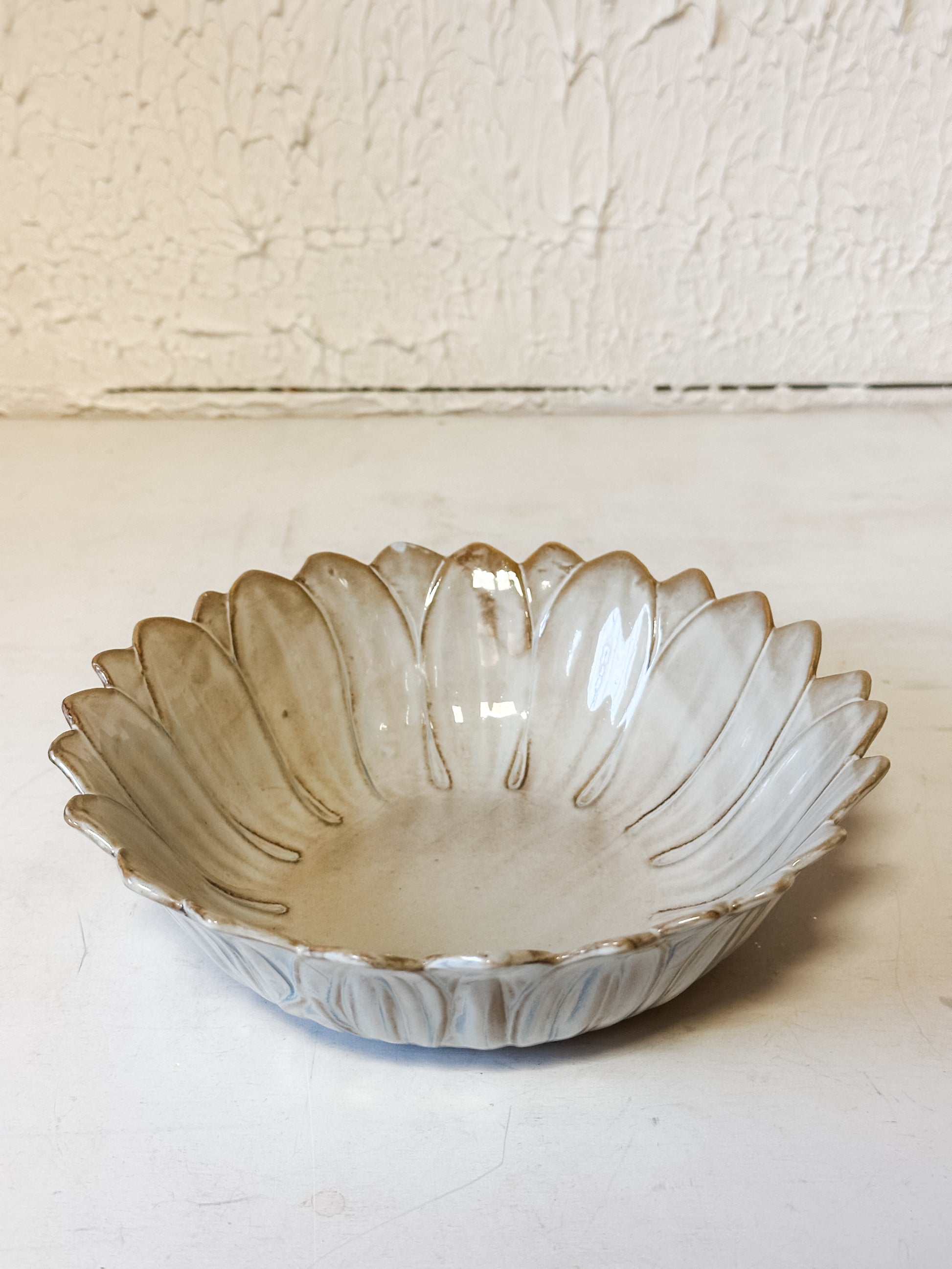 stoneware flower bowl at The Rustic Barn in Killingworth CT