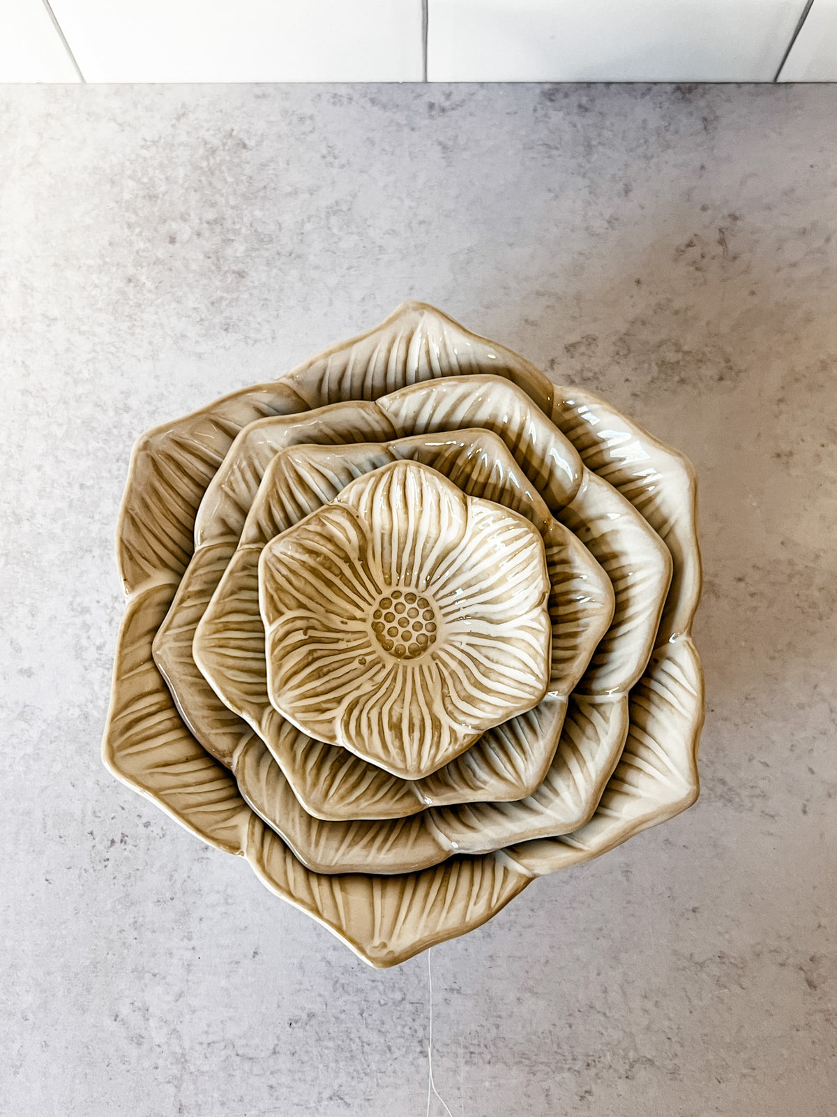 stoneware flower shaped bowls set of 4 at the rustic barn in killingworth ct