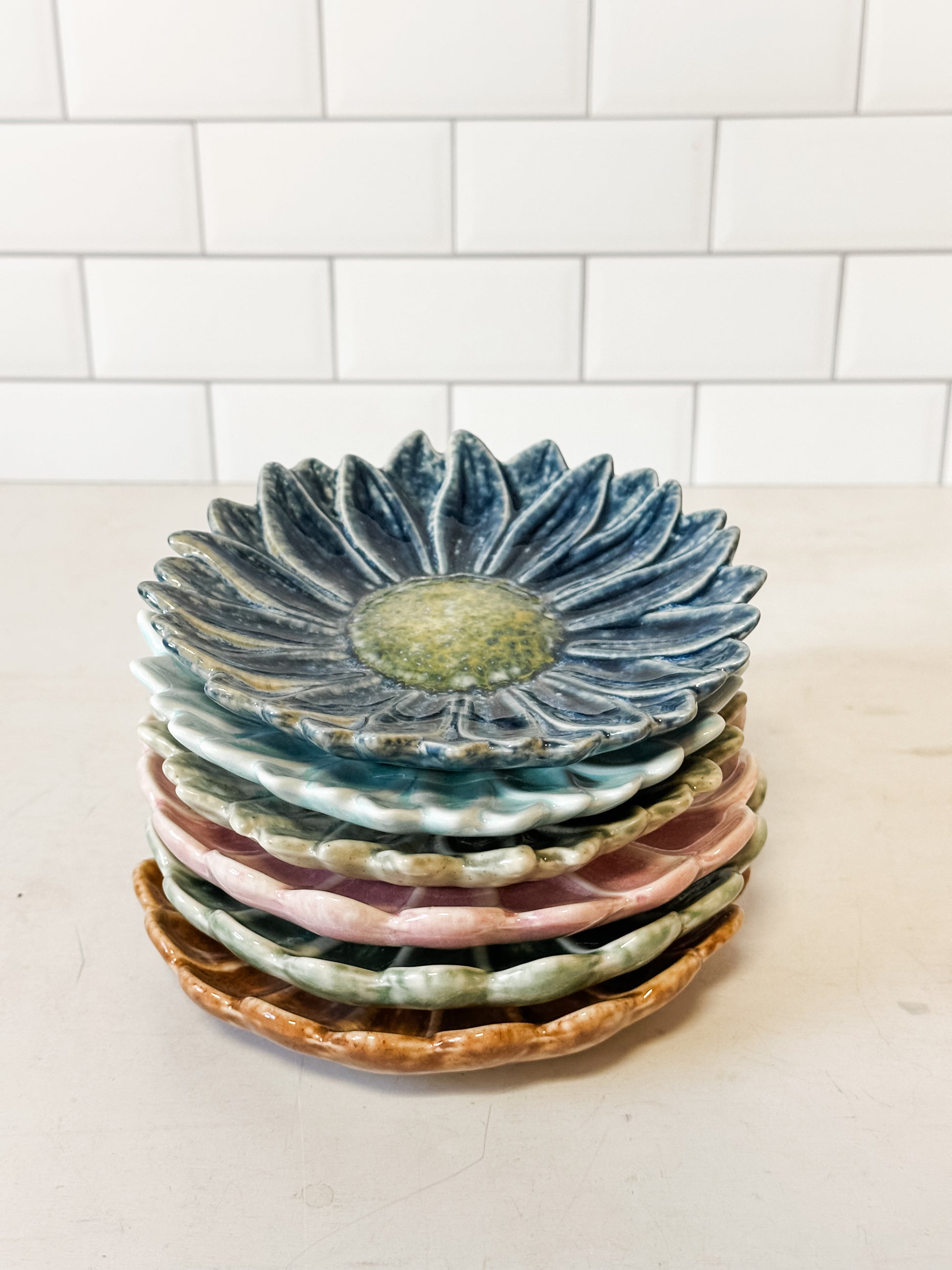 stoneware flower shaped dishes at The Rustic Barn in Killingworth CT