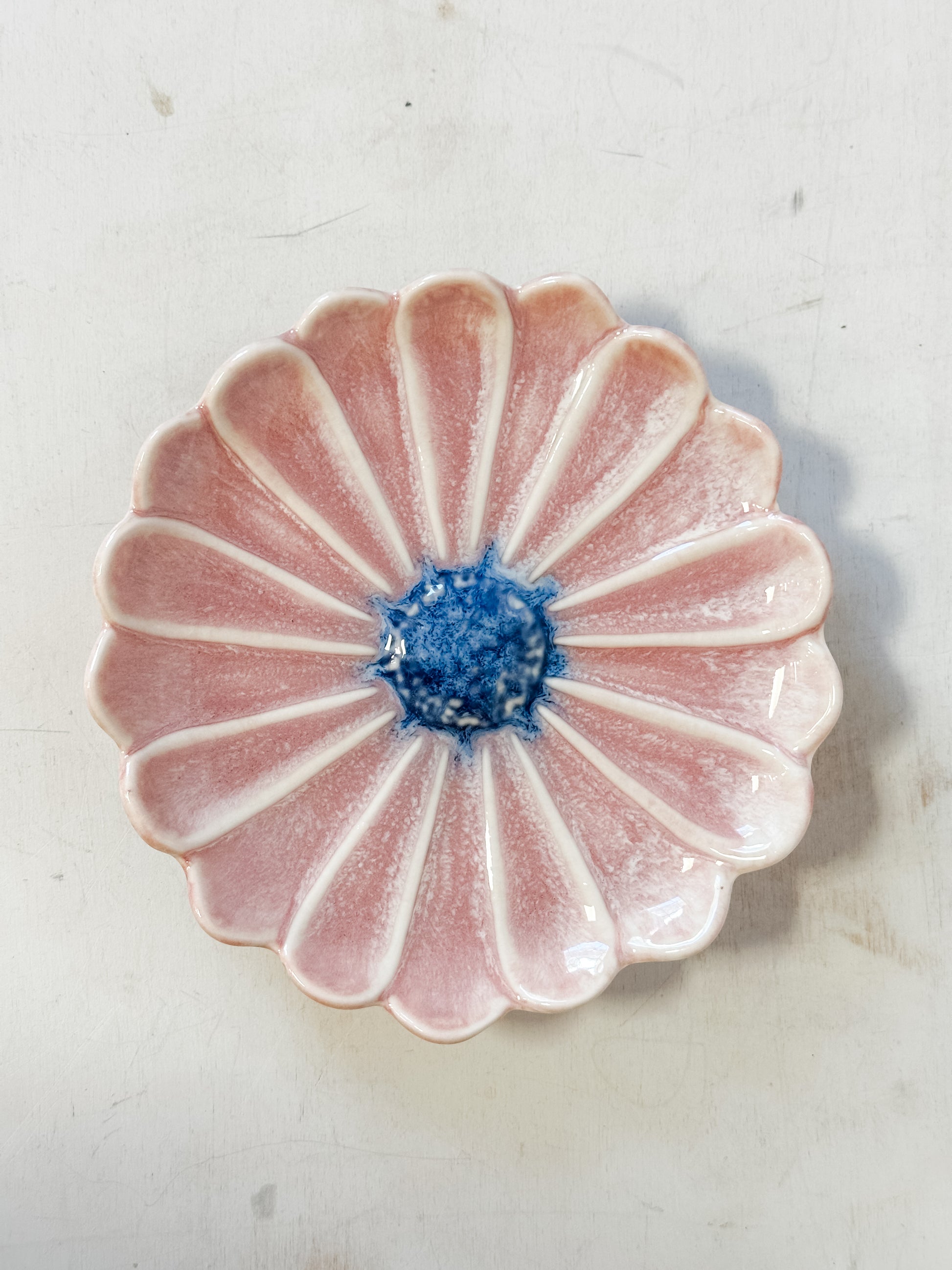 pink stoneware flower shaped dishes at The Rustic Barn in Killingworth CT