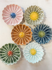 stoneware flower shaped dishes at The Rustic Barn in Killingworth CT