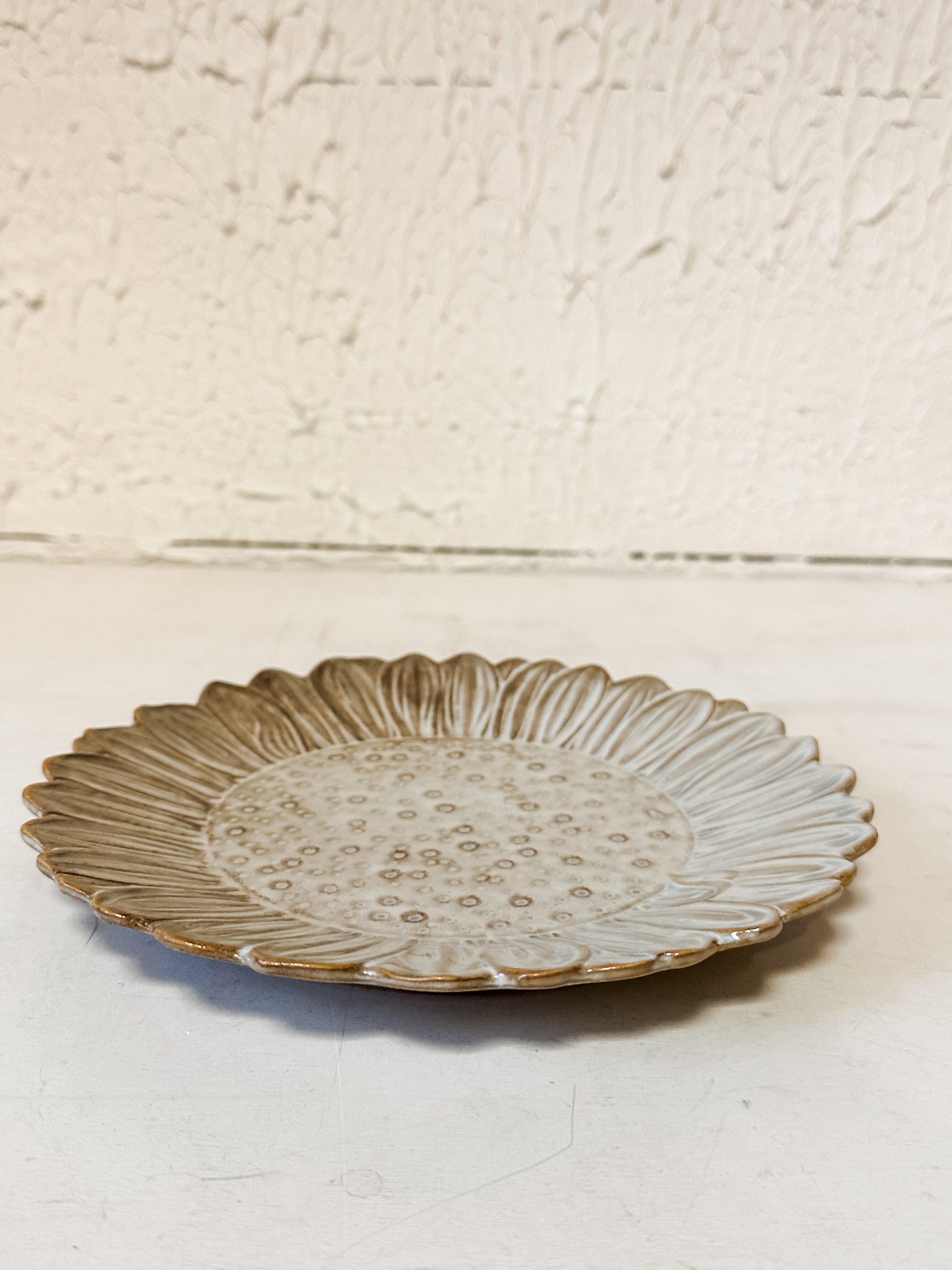 stoneware flower shaped plate at The Rustic Barn in Killingworth, CT