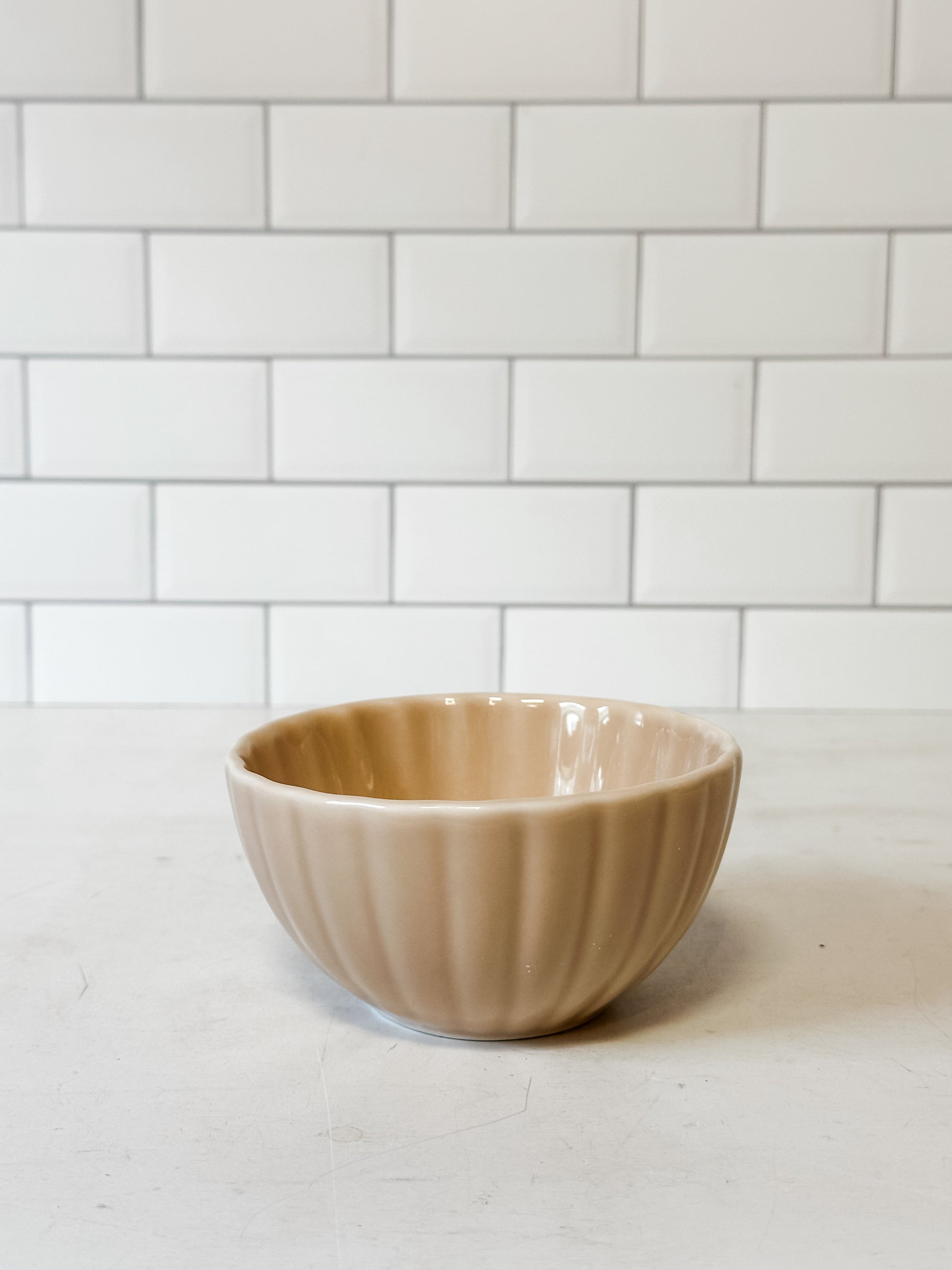 stoneware fluted bowl blush color at the Rustic Barn in Killingworth CT