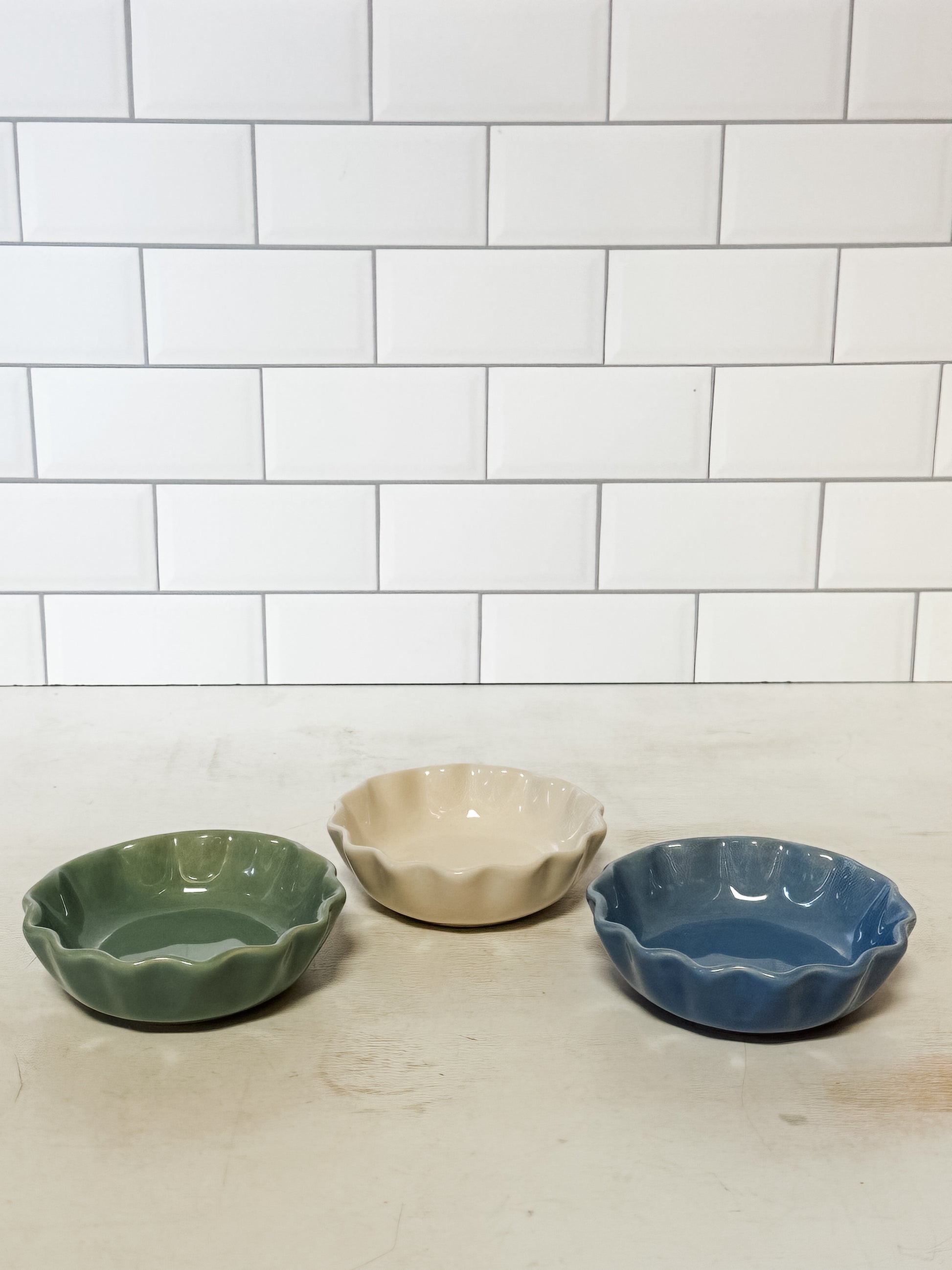 stoneware scalloped bowls at The Rustic Barn in Killingworth CT
