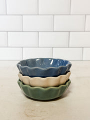 stoneware scalloped bowls at The Rustic Barn in Killingworth CT