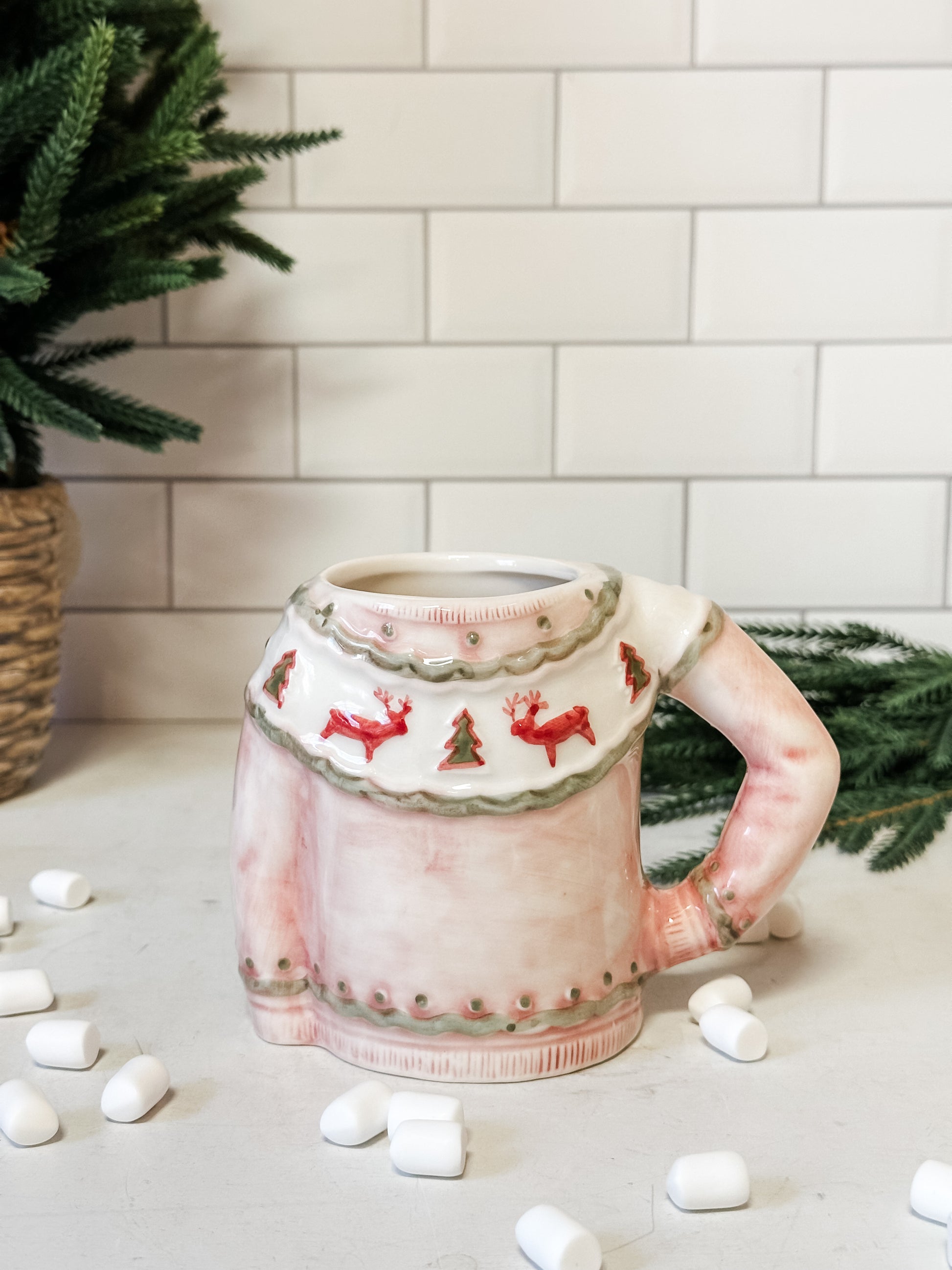 stoneware sweater shaped mugs at The Rustic Barn in Killingworth CT