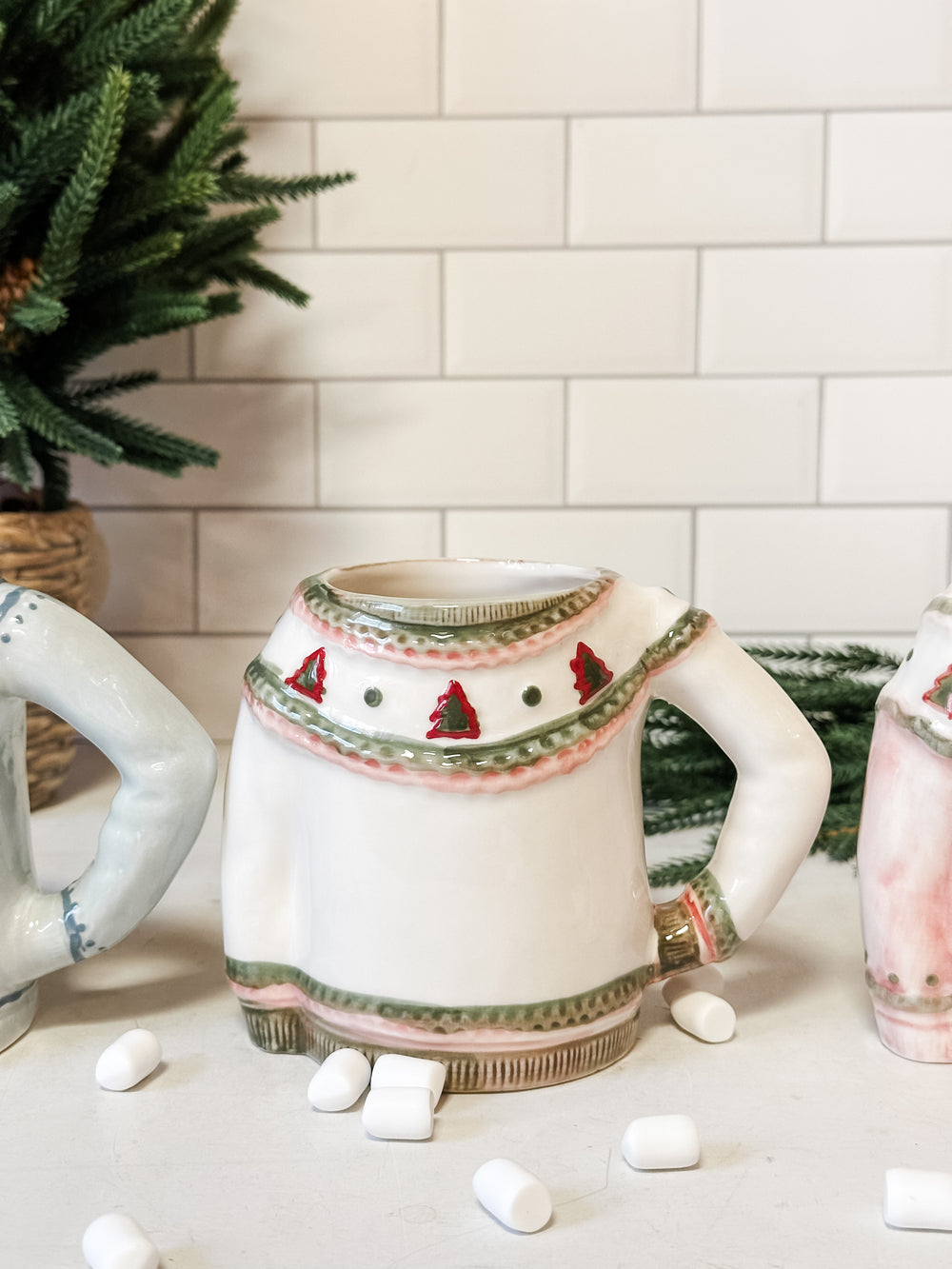 stoneware sweater shaped mugs at The Rustic Barn in Killingworth CT