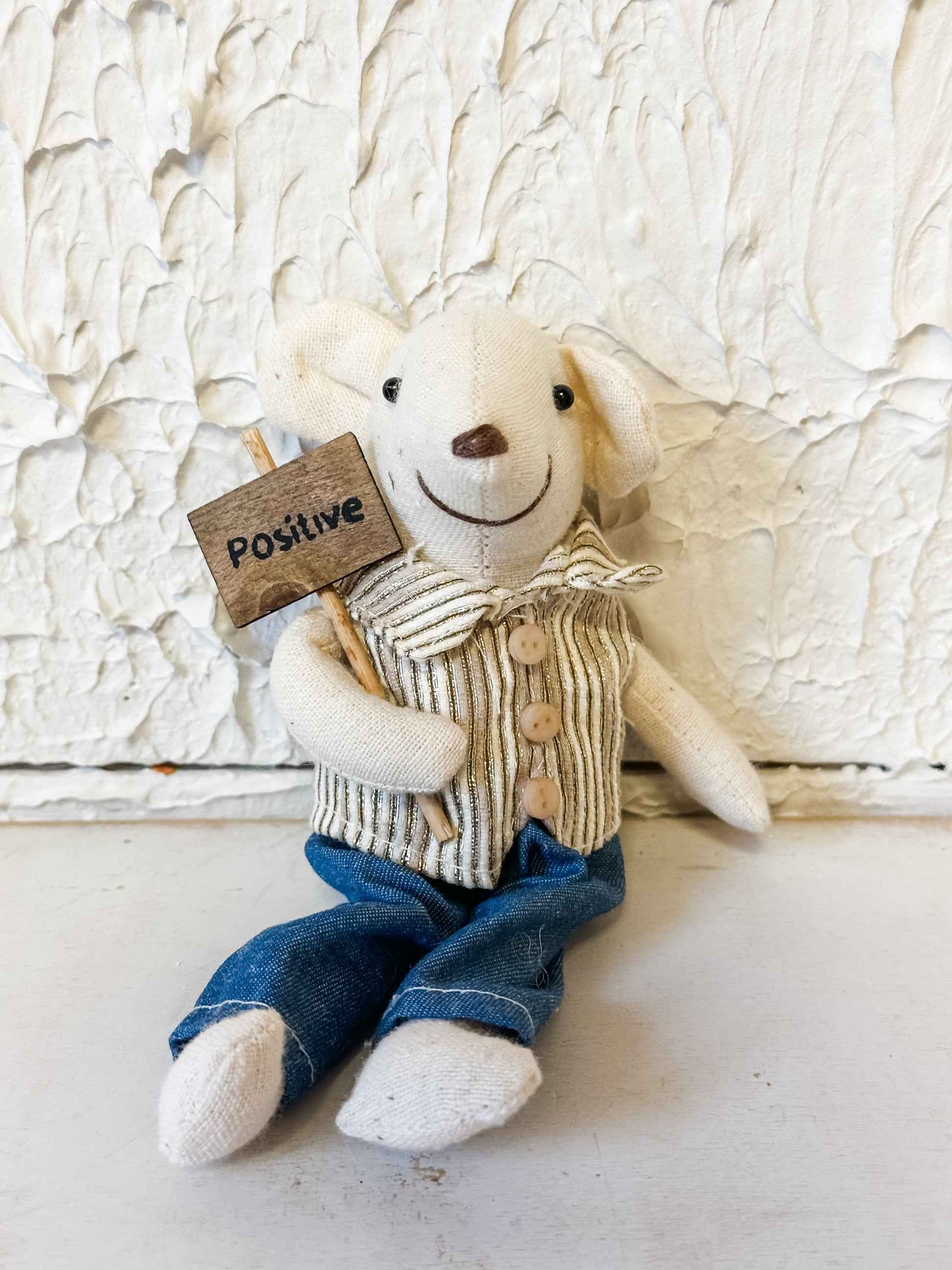 stuffed mice with positive sayings at The Rustic Barn in Killingworth, CT