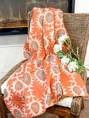 orange cotton voile printed throw blanket at the rustic barn in killingworth ct