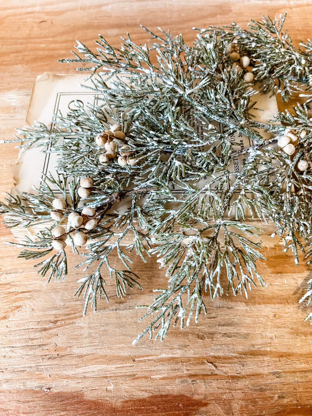 tee berry and cedar winter spray at the rustic barn in killingworth ct