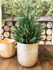 textured metal planters with gold finish at The Rustic Barn in Killingworth CT