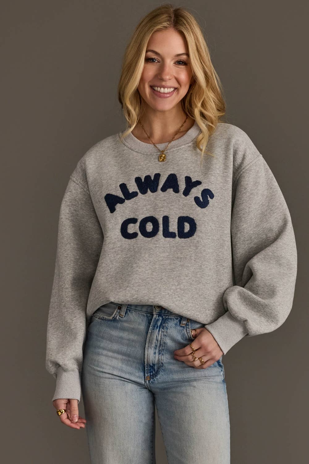 the always cold embroidered cozy sweatshirt at the rustic barn in killingworth ct