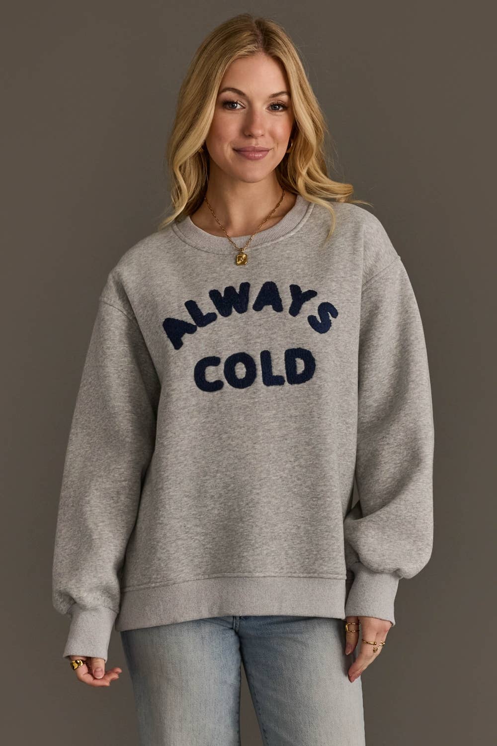 the always cold embroidered cozy sweatshirt at the rustic barn in killingworth ct