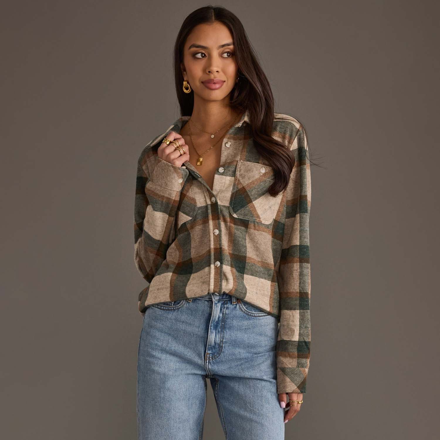 the autumn earth plaid button up at the rustic barn in killingworth ct