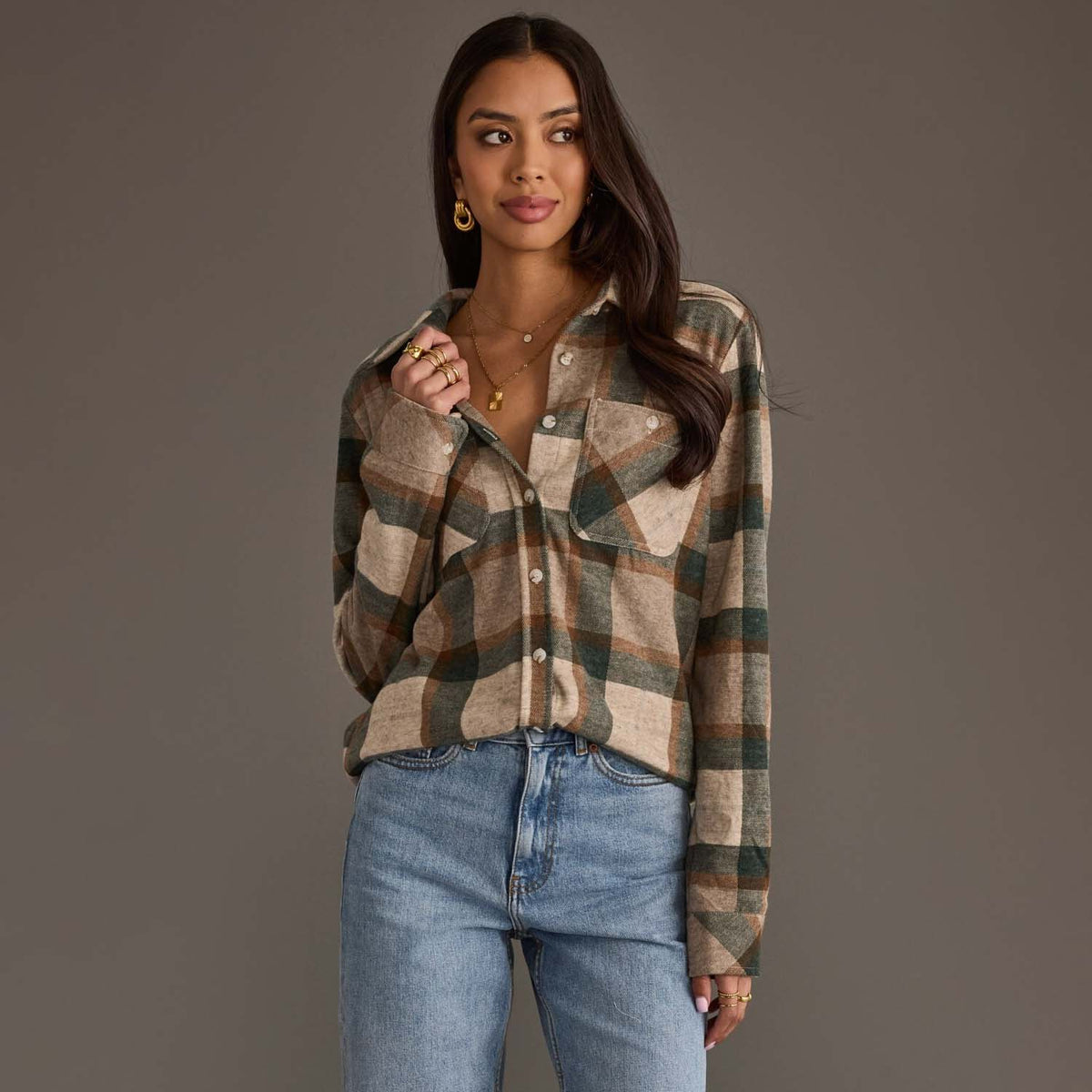 the autumn earth plaid button up at the rustic barn in killingworth ct