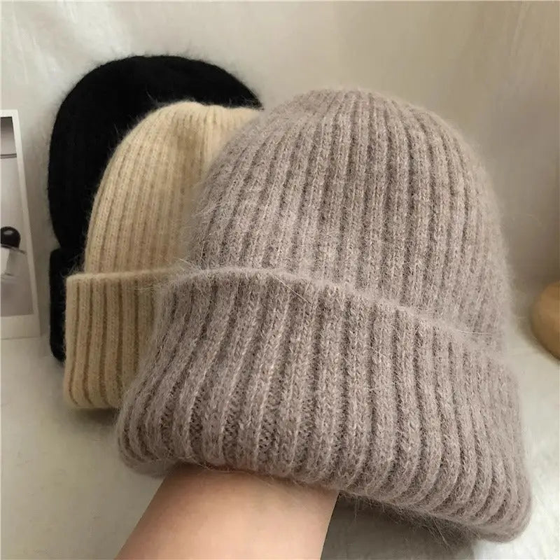 thick warm wool blend knit beanie hats at the rustic barn in killingworth ct
