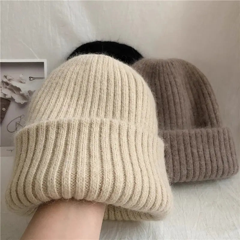 thick warm wool blend knit beanie hats at the rustic barn in killingworth ct