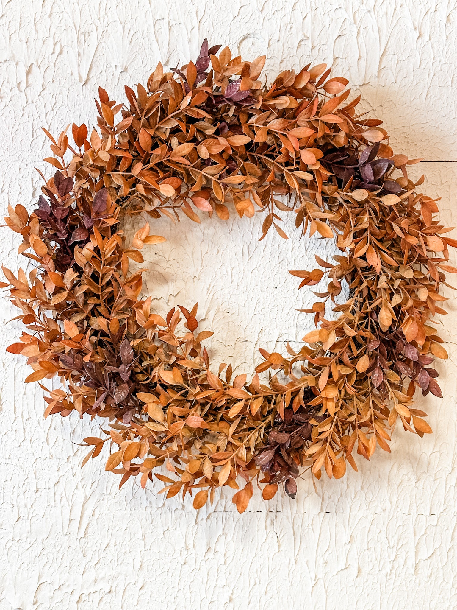 two toned autumn leaf wreath at the rustic barn in killingworth ct