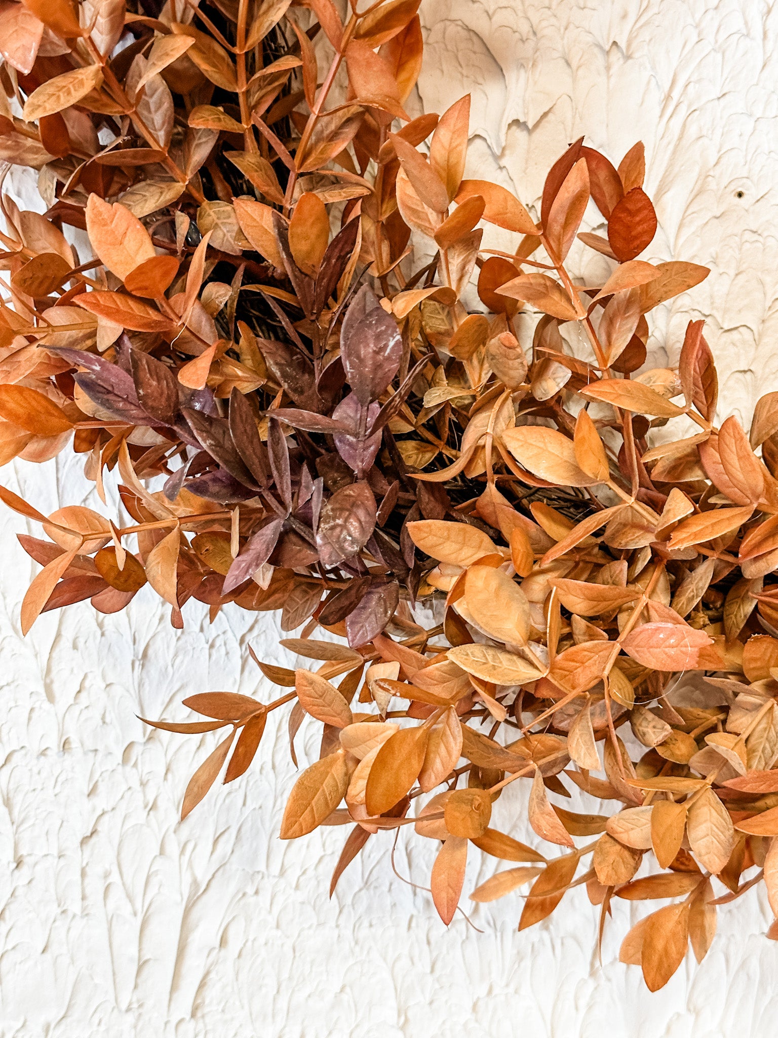 two toned autumn leaf wreath at the rustic barn in killingworth ct