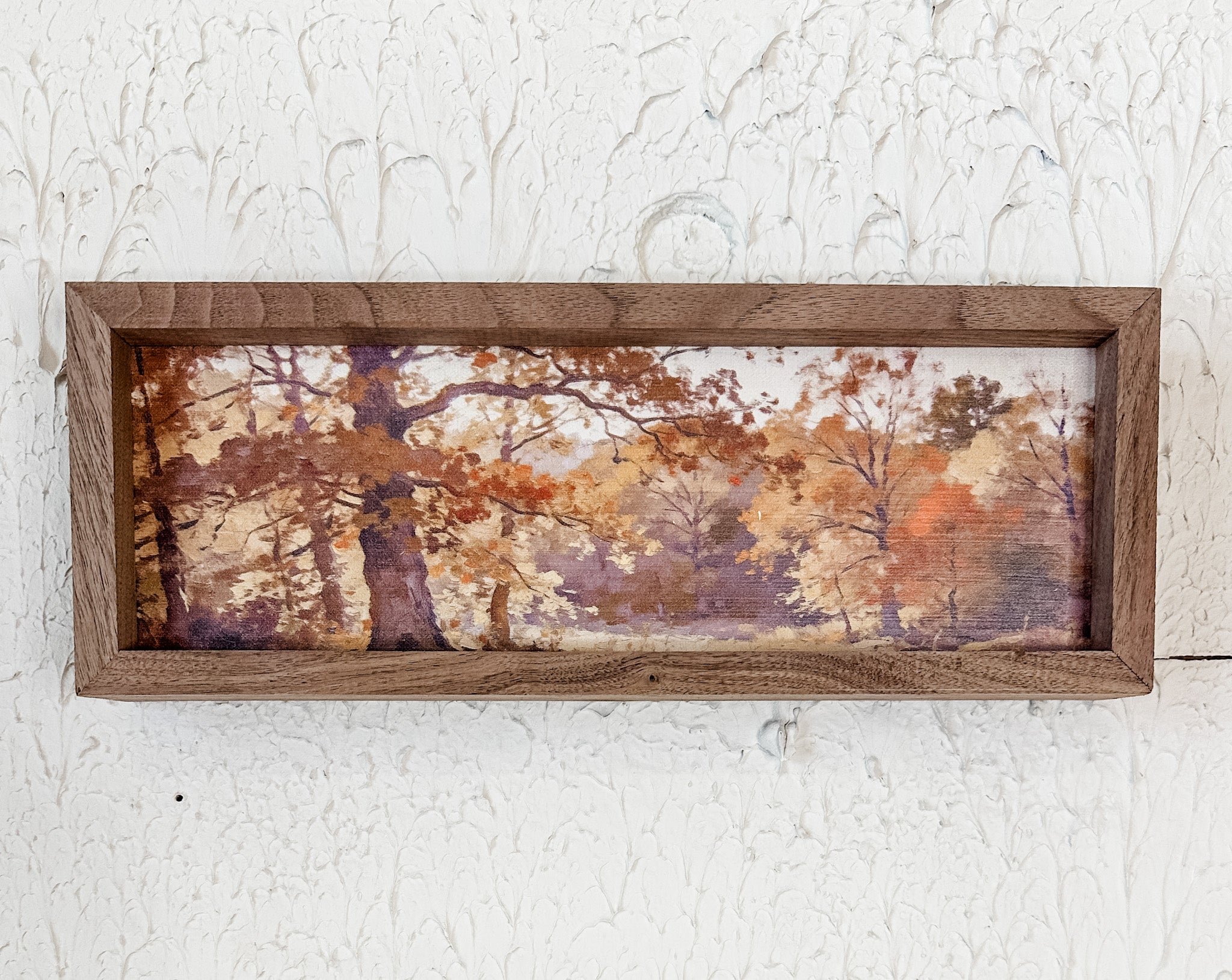small fall print of trees in golden light at the rustic barn in Killingworth CT