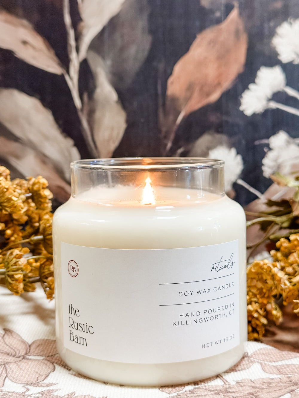 tumeric milk hand-poured soy candle at The Rustic Barn in Killingworth, CT