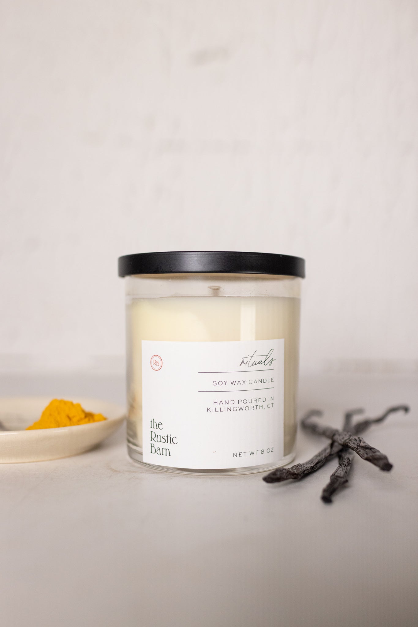 turmeric and vanilla scented hand poured soy candles at the rustic barn in Killingworth ct