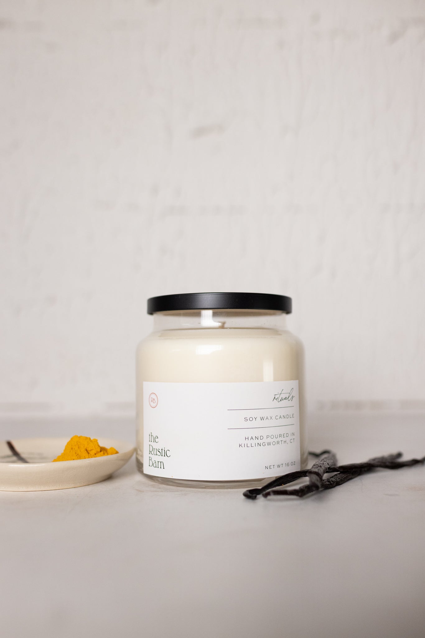 turmeric and vanilla scented hand poured soy candles at the rustic barn in Killingworth ct
