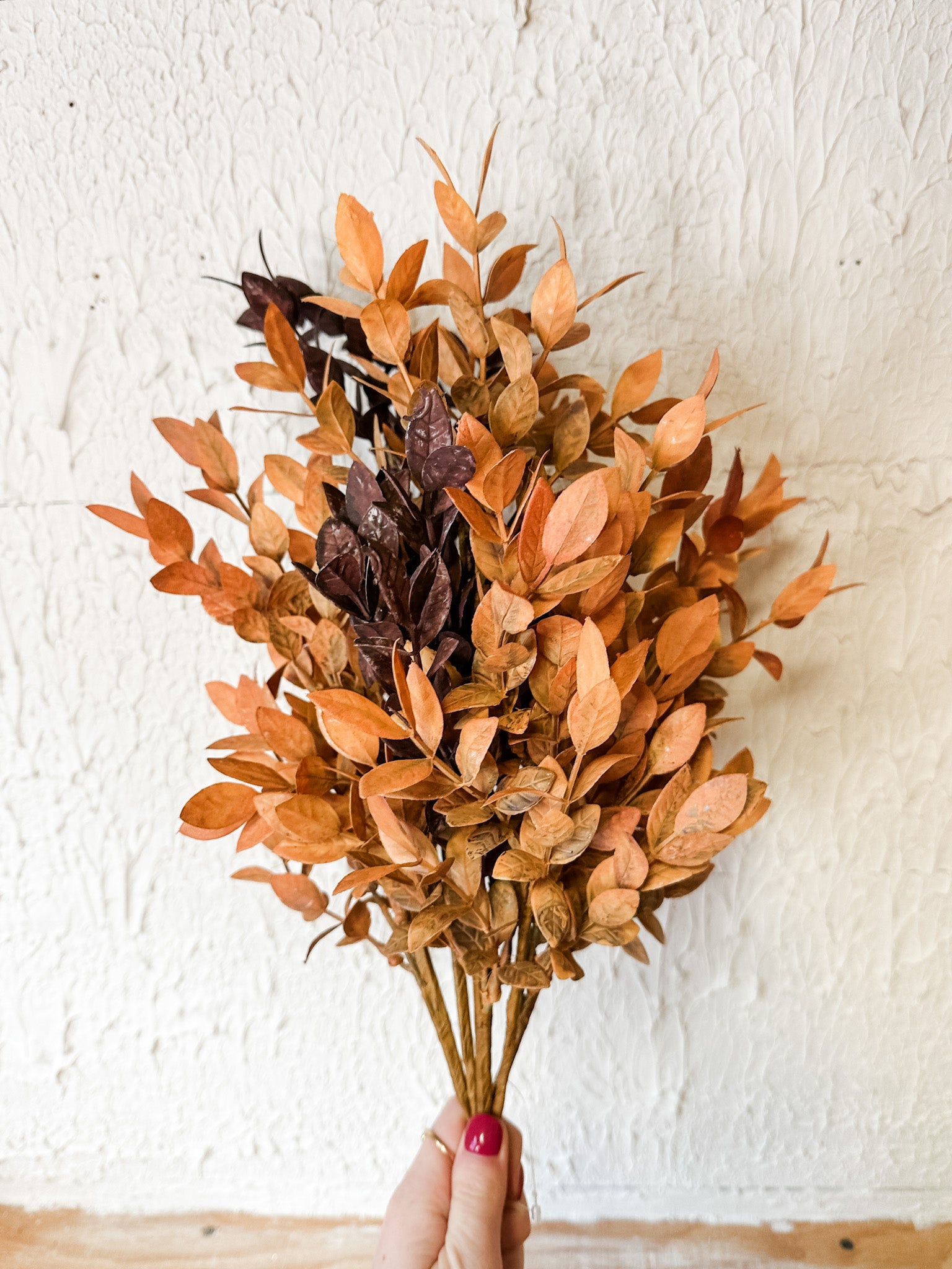 two toned autumn fall leaf bush from the rustic barn in killingworth, CT