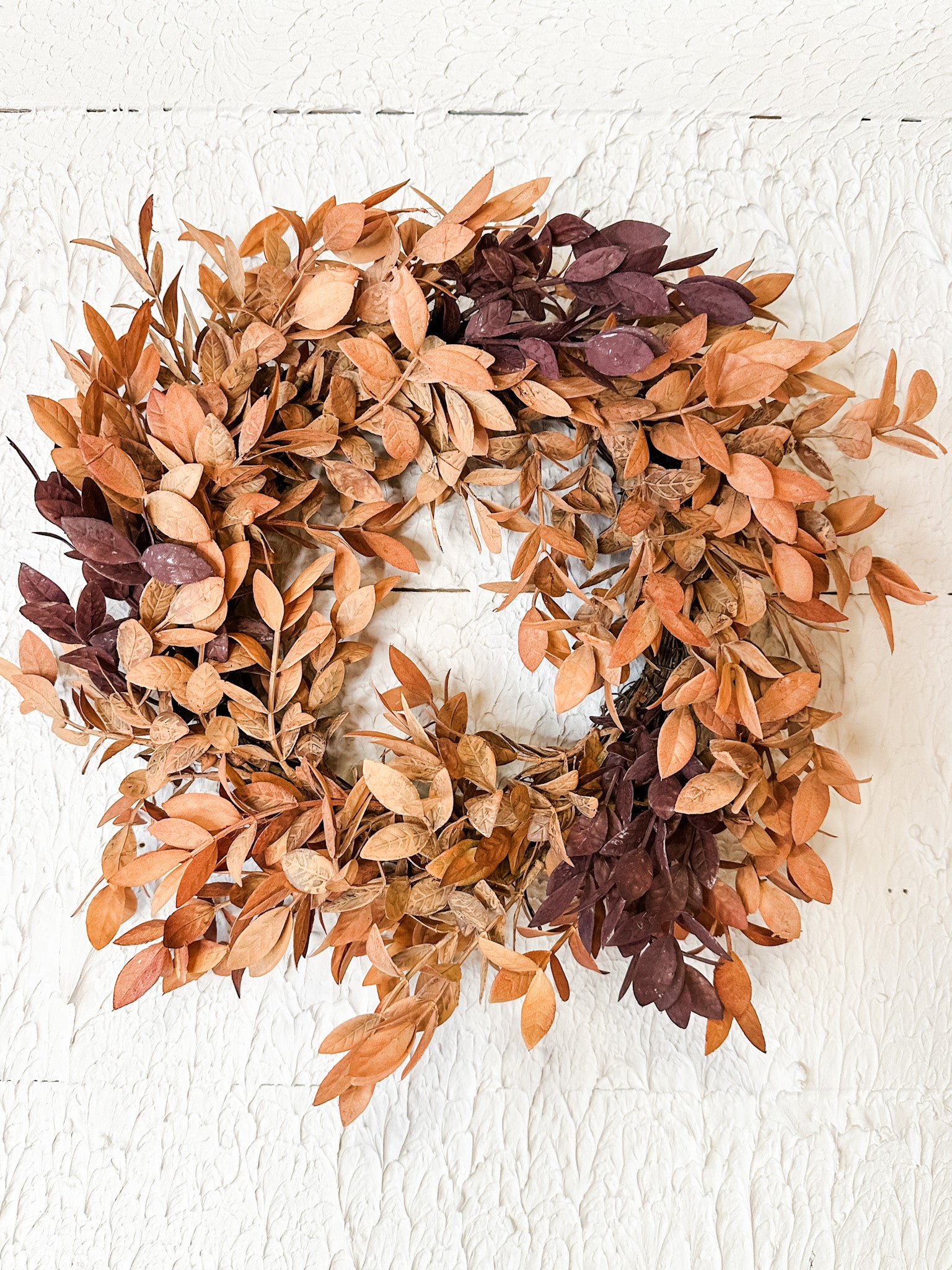 two toned wreath or candle ring for fall from the rustic barn in killingworth, CT