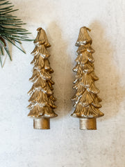 unscented tree shaped taper candles set of 2 gold color at the rustic barn in killingworth ct