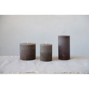 Unscented Pleated Pillar Candle, Leather Color