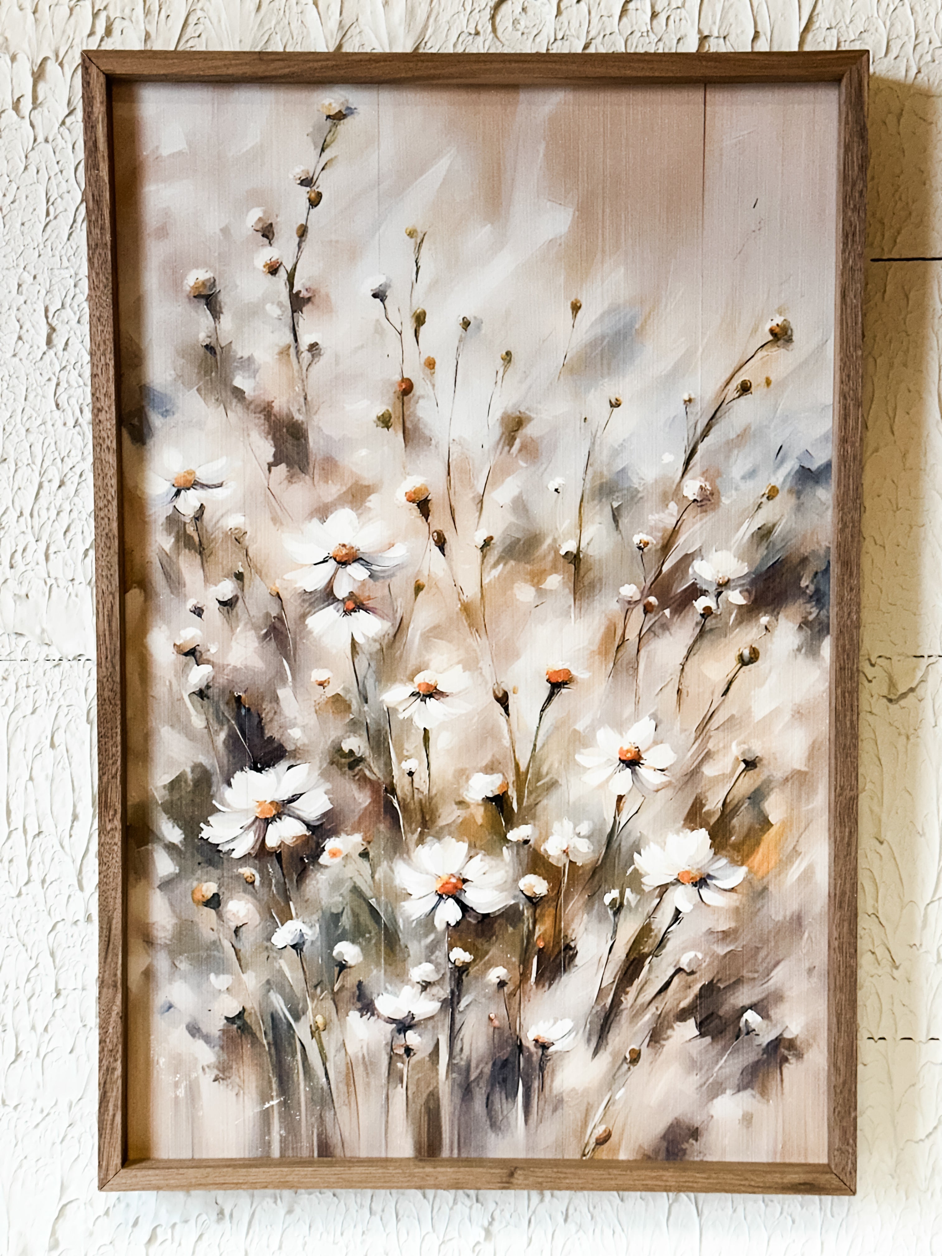Vintage Brown & Tan Daisy Floral Wall Art at the Rustic Barn in Killingworth, CT