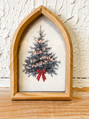 vintage christmas tree tabletop sign at the rustic barn in killingworth ct